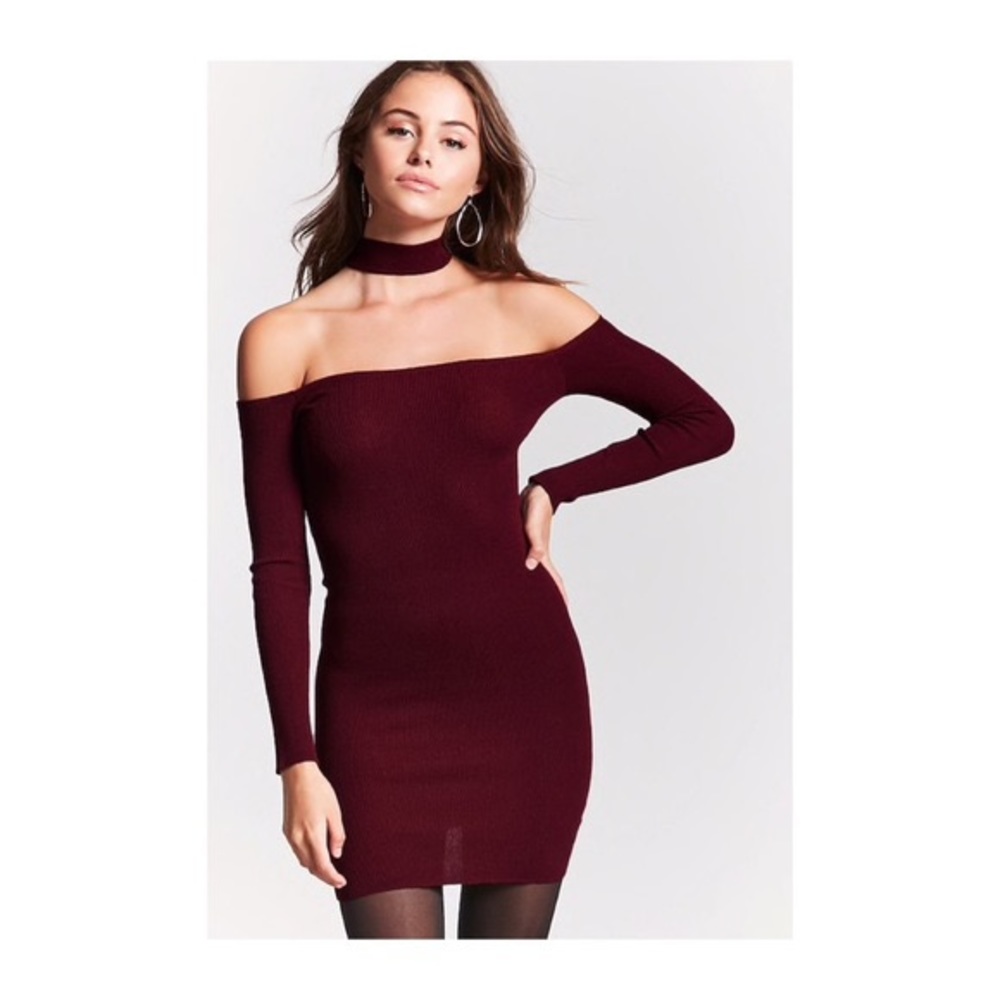 Choker neck off shoulder bodycon dress - Picture 2 of 3